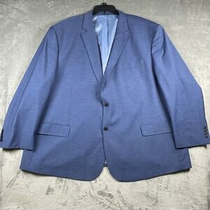 Oak Hill Blazer Mens Size 60 Long Blue Perfect Fit Stretch Sport Coat Jacket